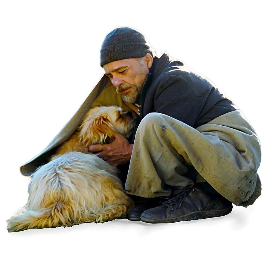 Homeless Man With Dog Png Wsd12 PNG