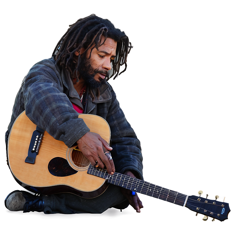 Homeless Man With Guitar Png 06132024 PNG