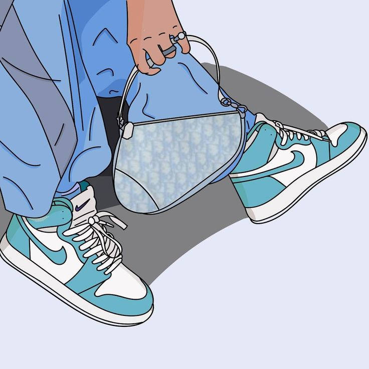 Homem De Sapatos Jordan Dos Desenhos Animados Usando Um Unc Papel de Parede
