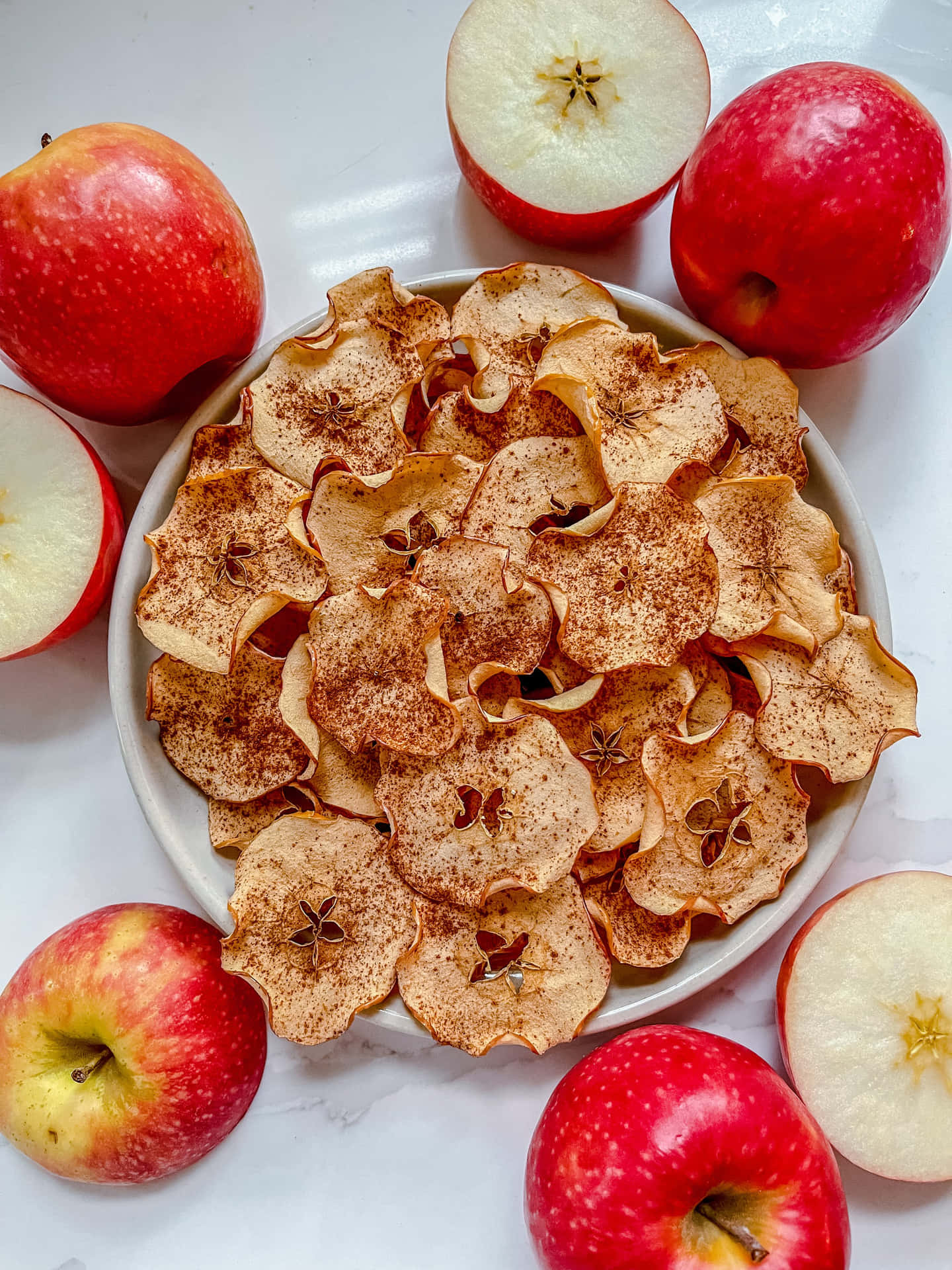 Zelfgemaakte Kaneel Appelchips Achtergrond