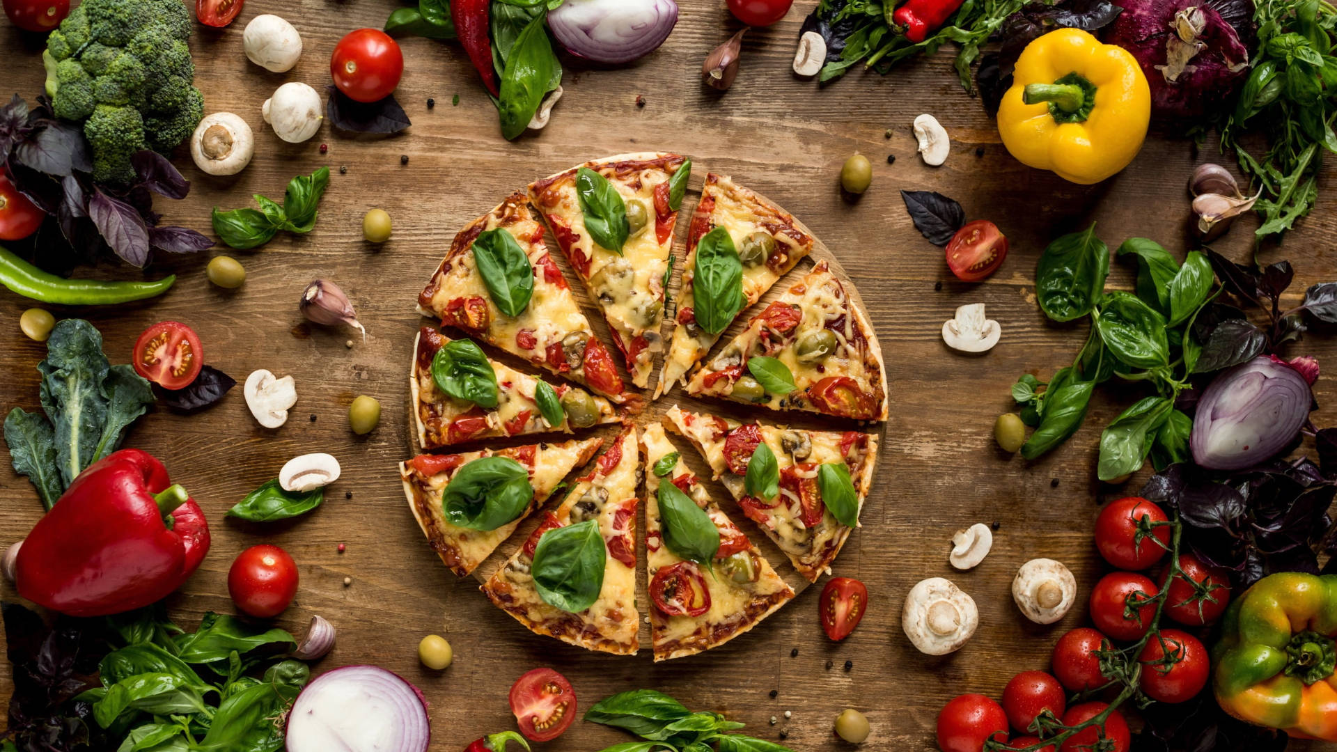 Hemmagjordgrönsakspizza. Wallpaper