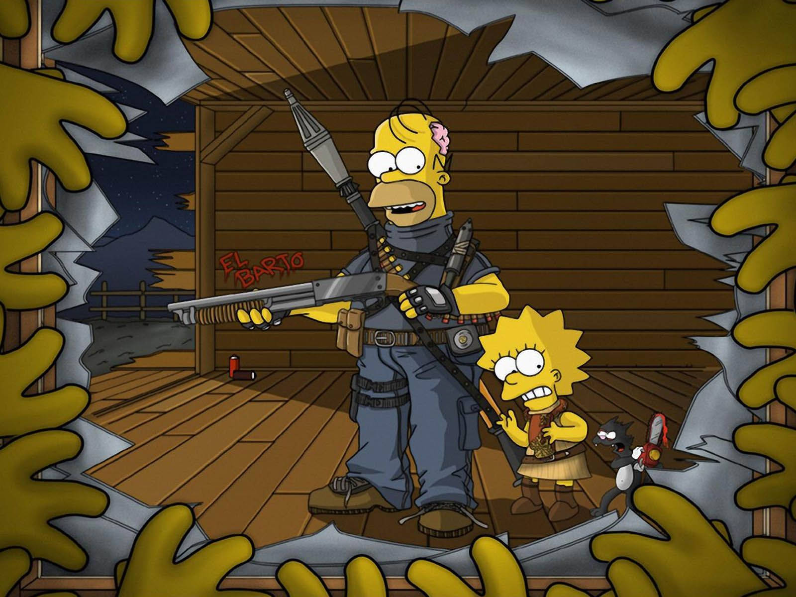 Homerund Lisa Simpsons Als Zombies. Wallpaper