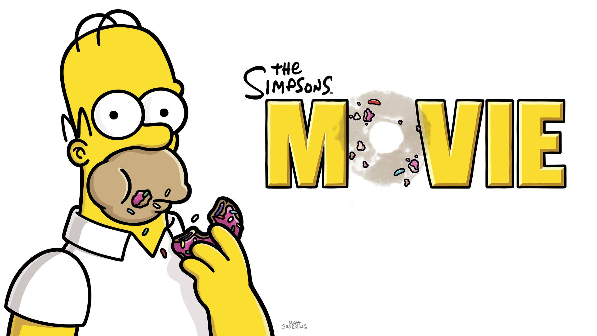 Homer Eating Donut The Simpsons Movie Wallpaper