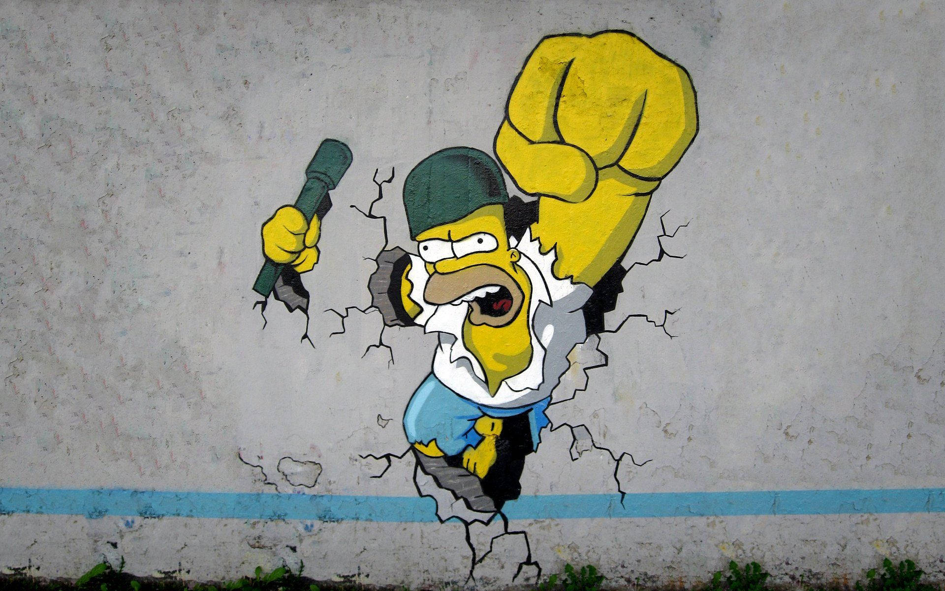 Homervon Den Simpsons Als Graffiti Wallpaper