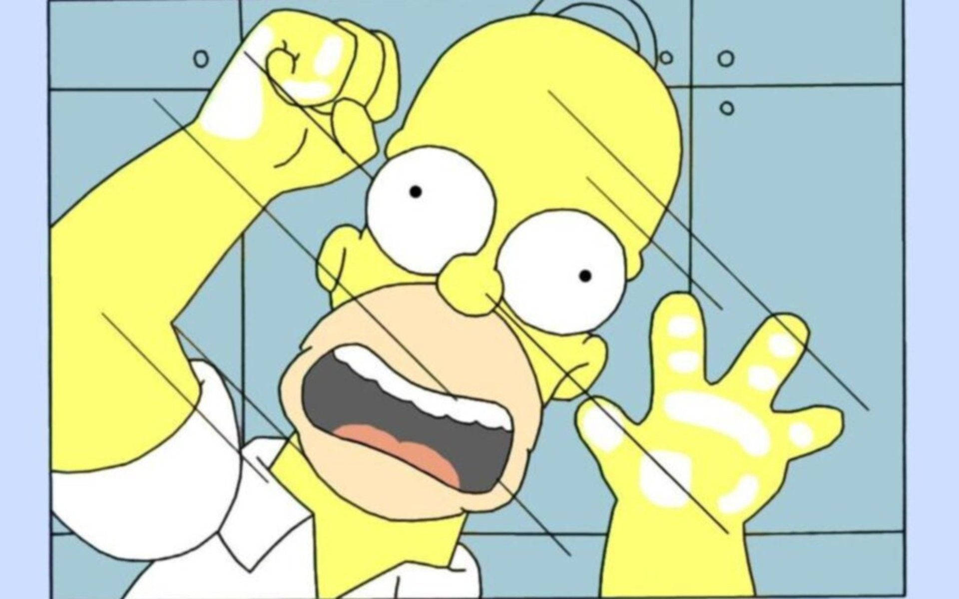 Homer Fra Simpsons Fangede i en Computer Skærm Wallpaper