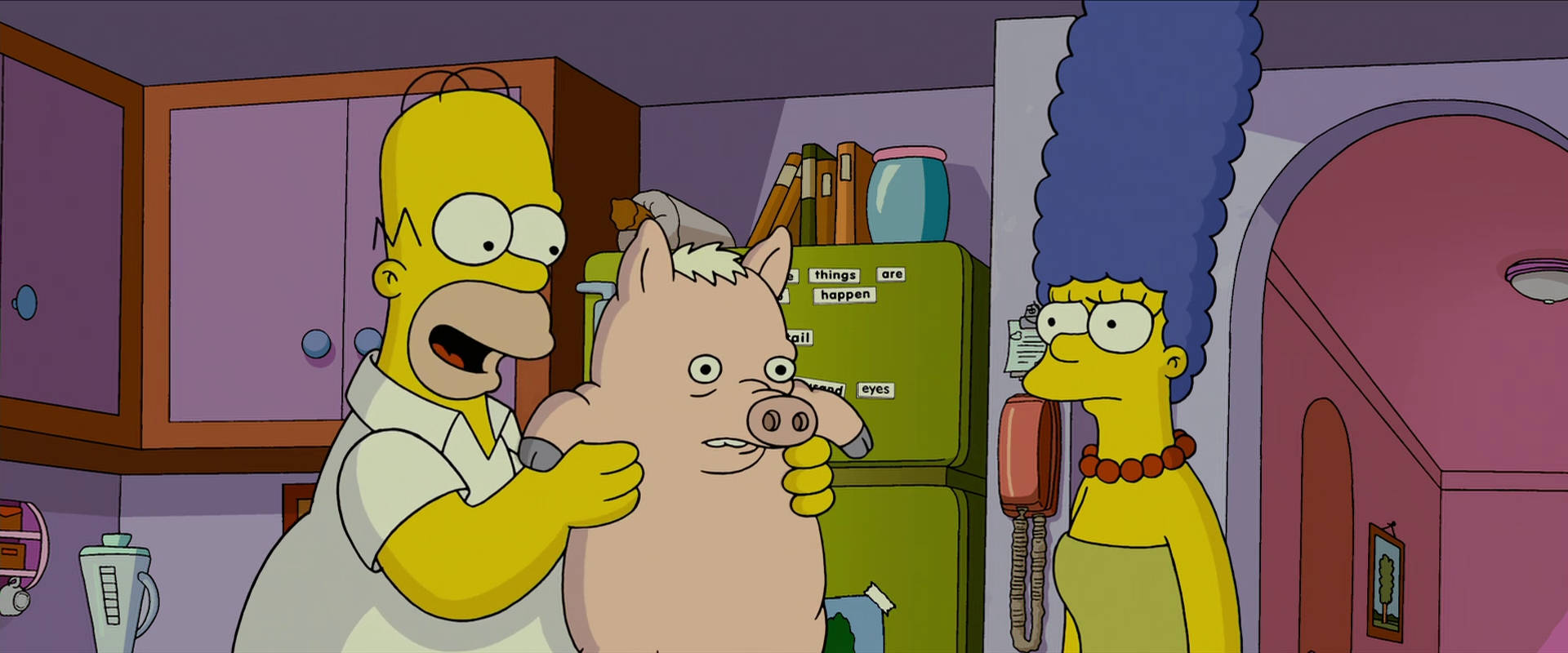 Homer, Marge, and Pig From The Simpsons Movie Wallpaper