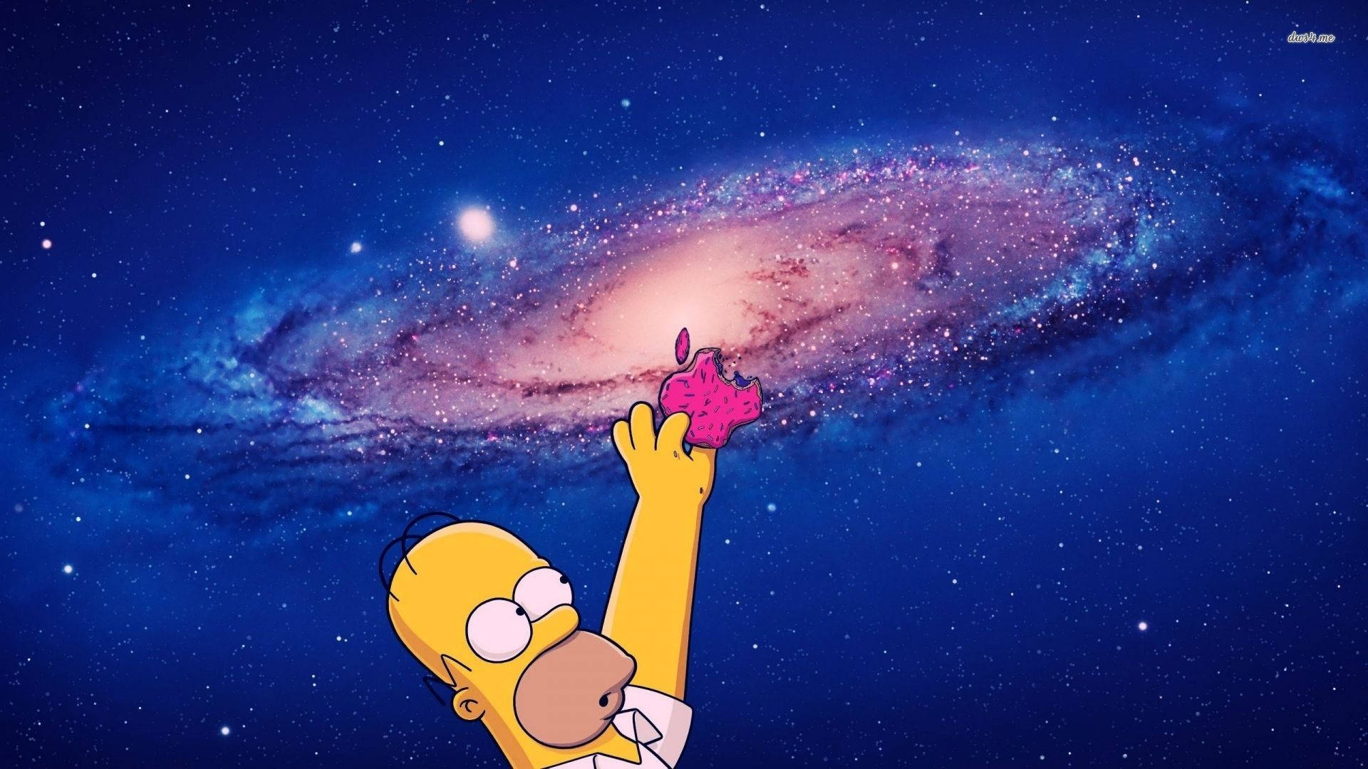 Homer Simpson in a galaxy background, animated HD wallpaper. 
