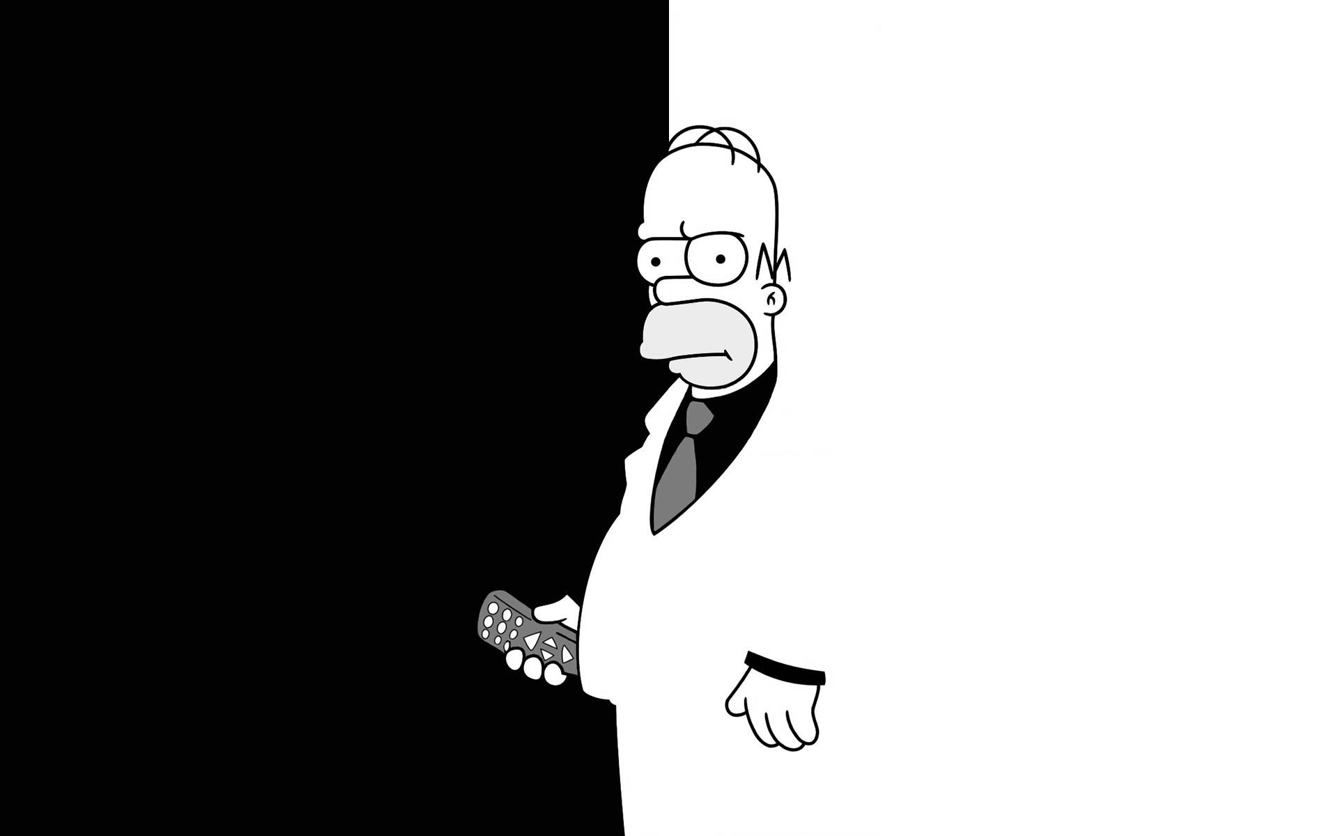 Homer Simpson Black and White Wallpaper
