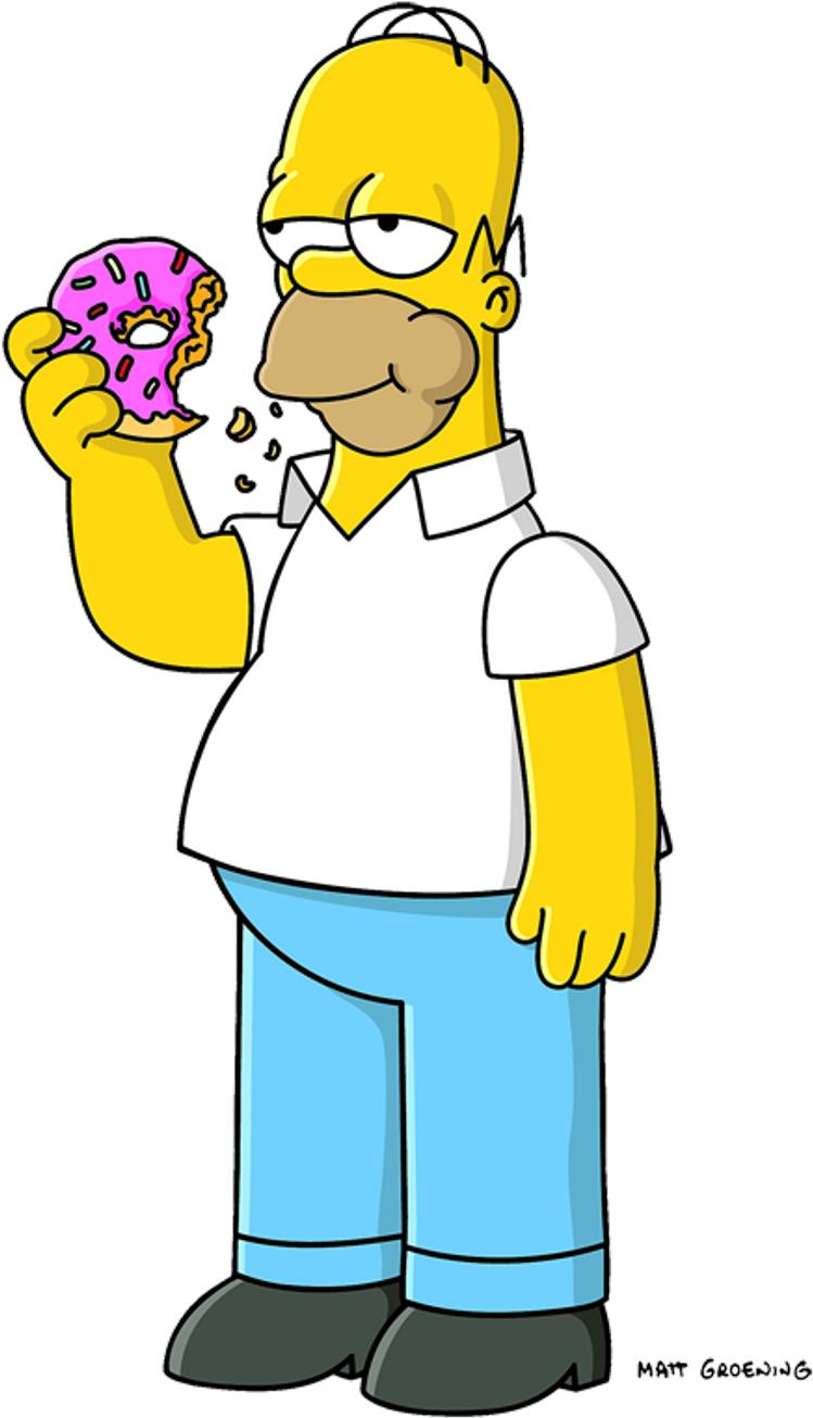 Homer Simpson Eating Donut PNG