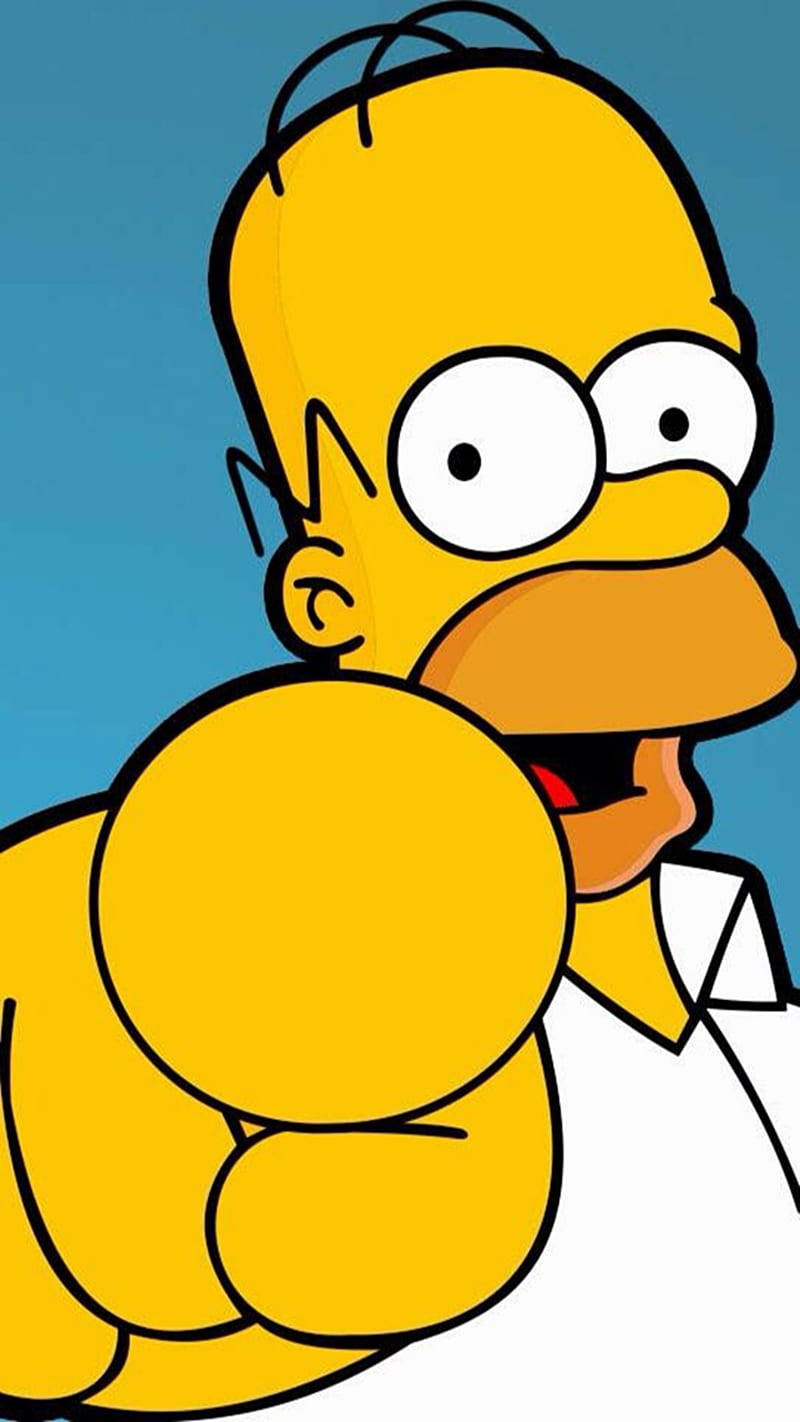 Pointing Homer Simpson Funny Wallpaper