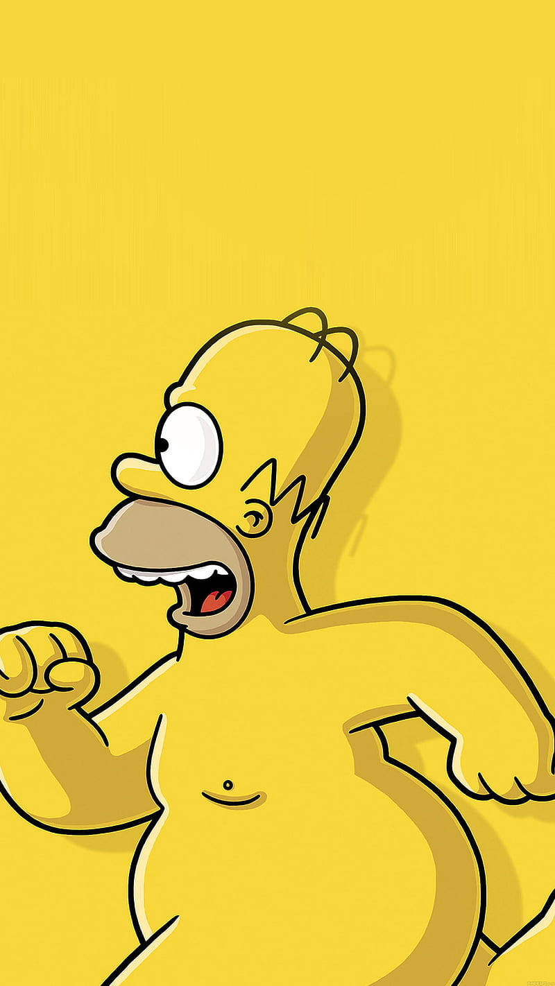 Running Naked Homer Simpson Funny Wallpaper