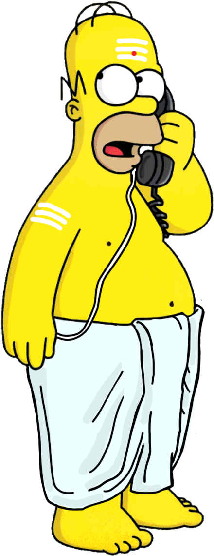 Homer Simpson On Phone PNG