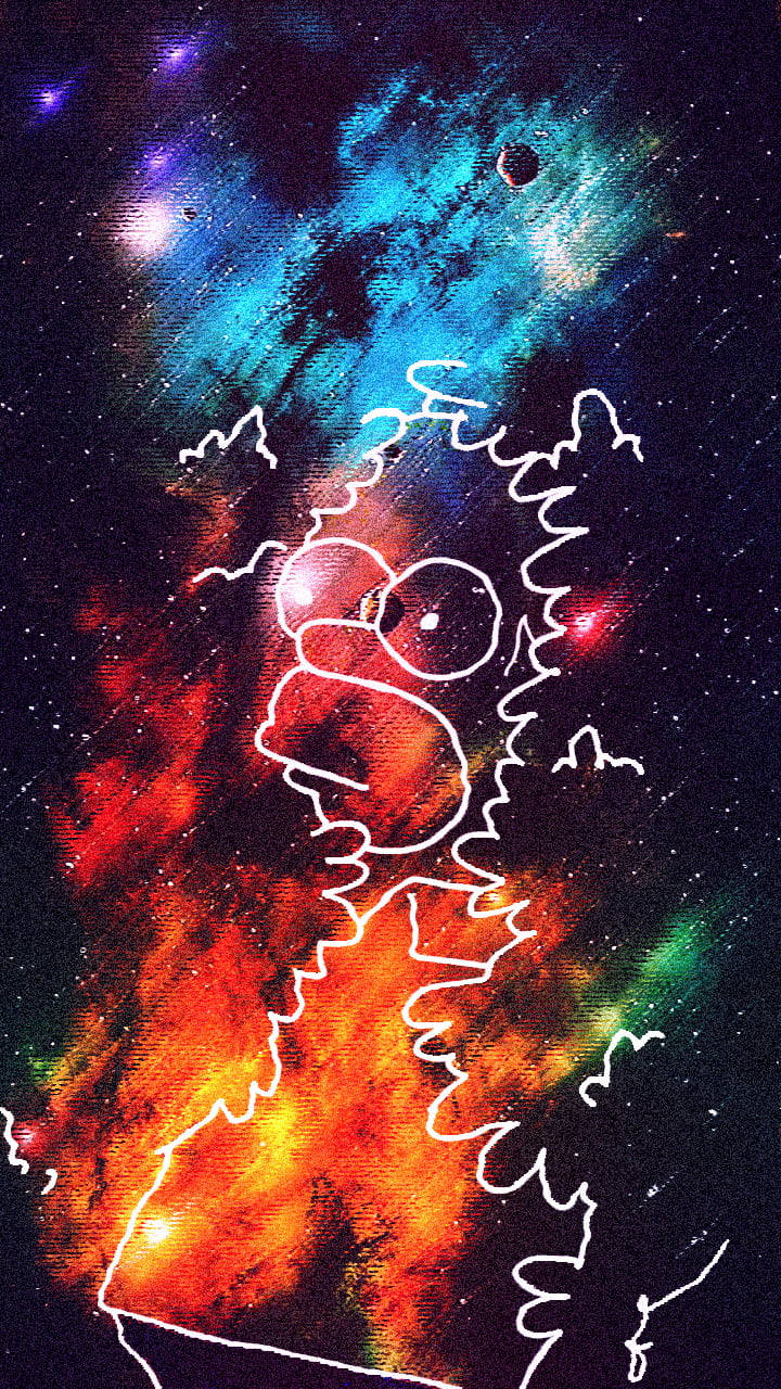 Homer Simpson Space Background Wallpaper