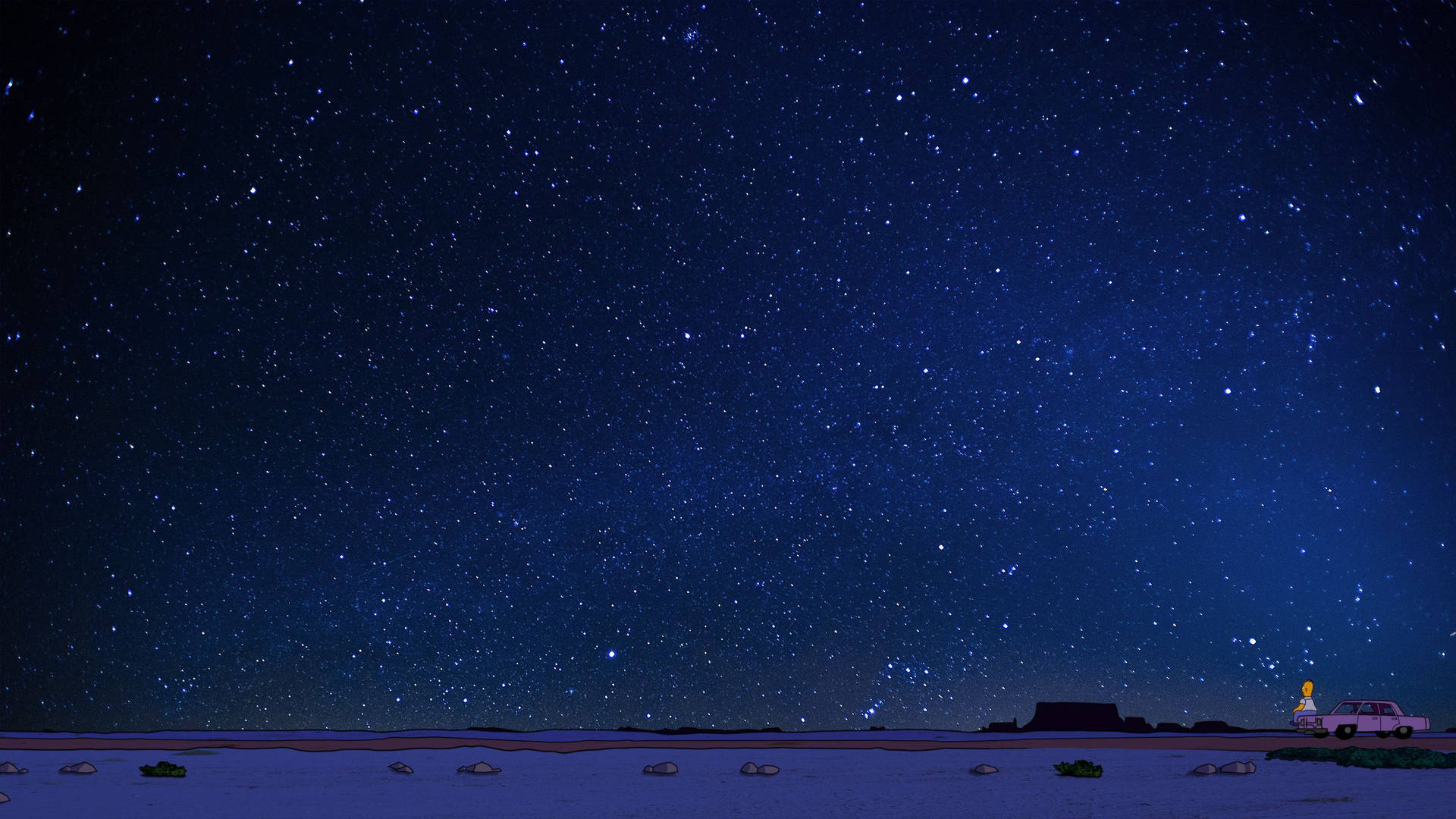 Homer Simpson Appreciating the Beauty of the Night Sky Wallpaper