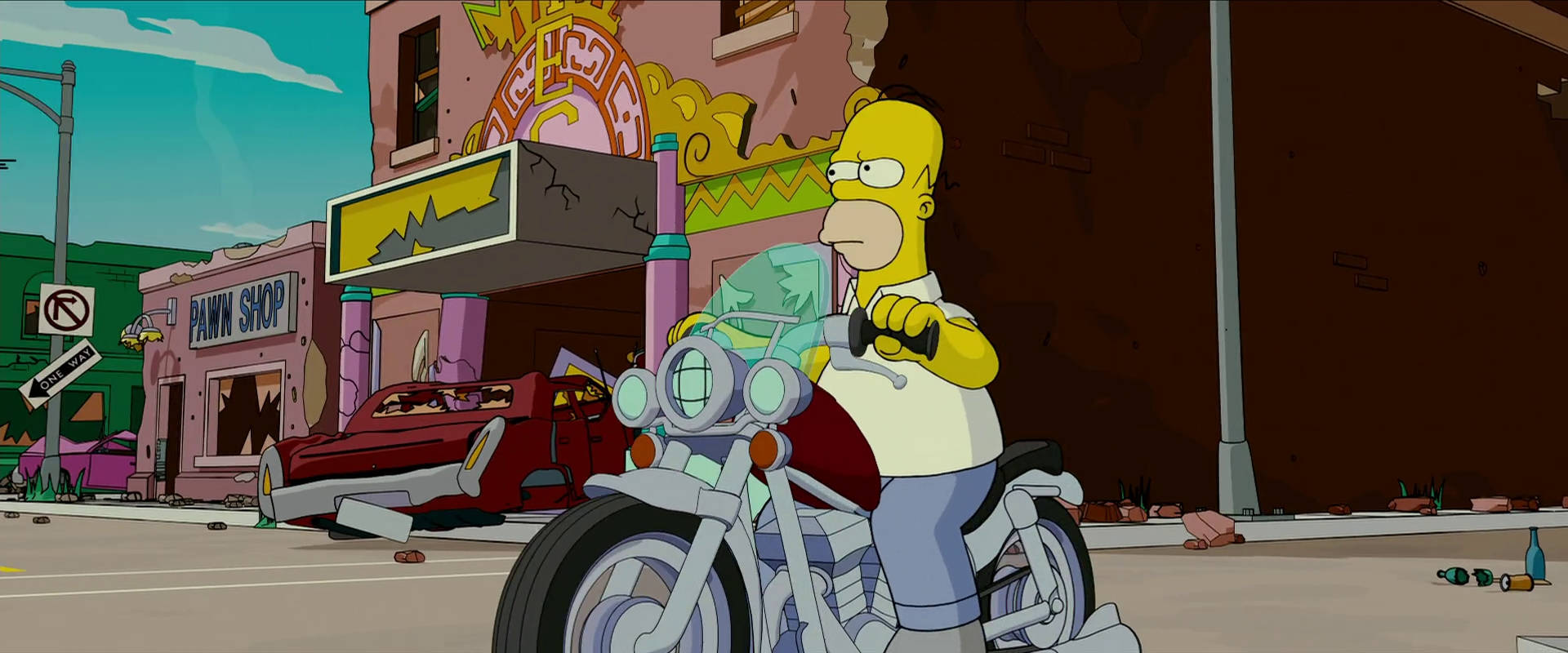 Homersimpson På Motorcykel, Från Filmen The Simpsons Movie. Wallpaper