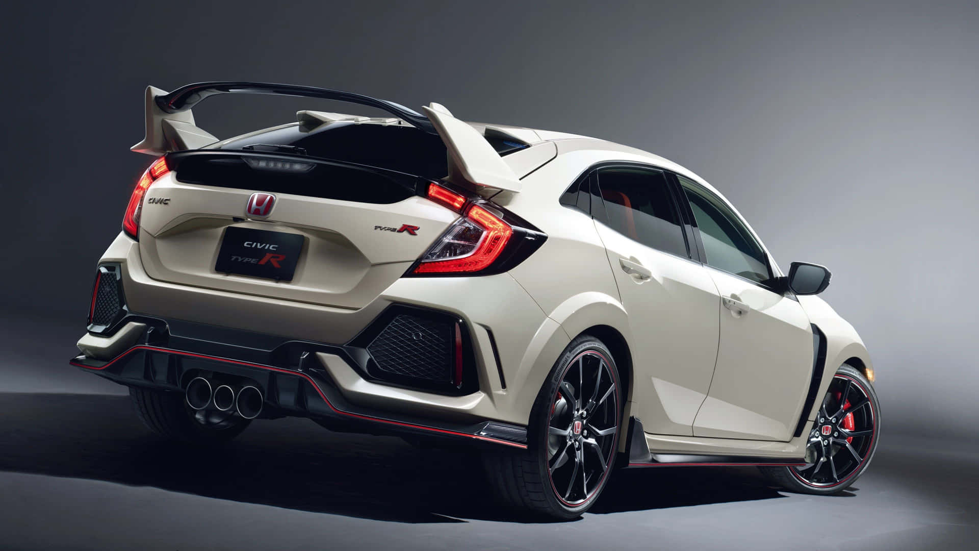 The Rear End Of A White Honda Civic Type R Wallpaper