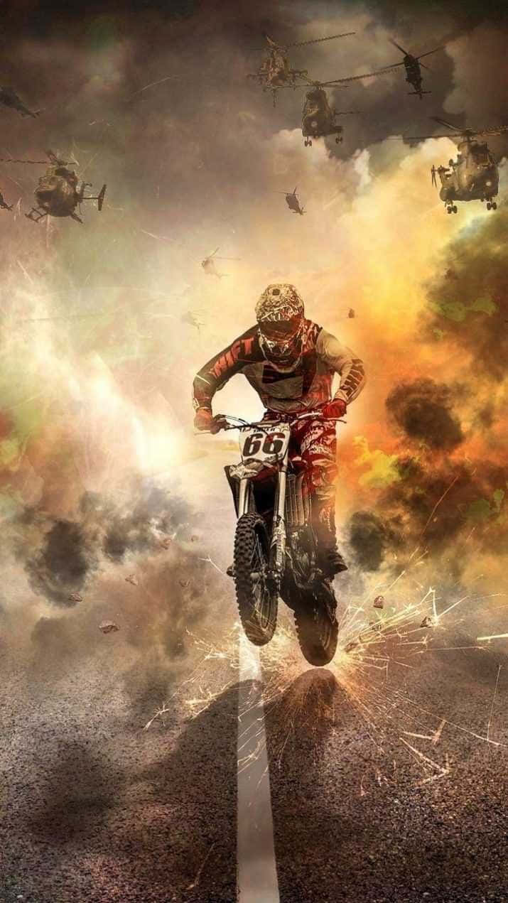Enciendela Pista Con La Motocicleta Honda De Motocross. Fondo de pantalla