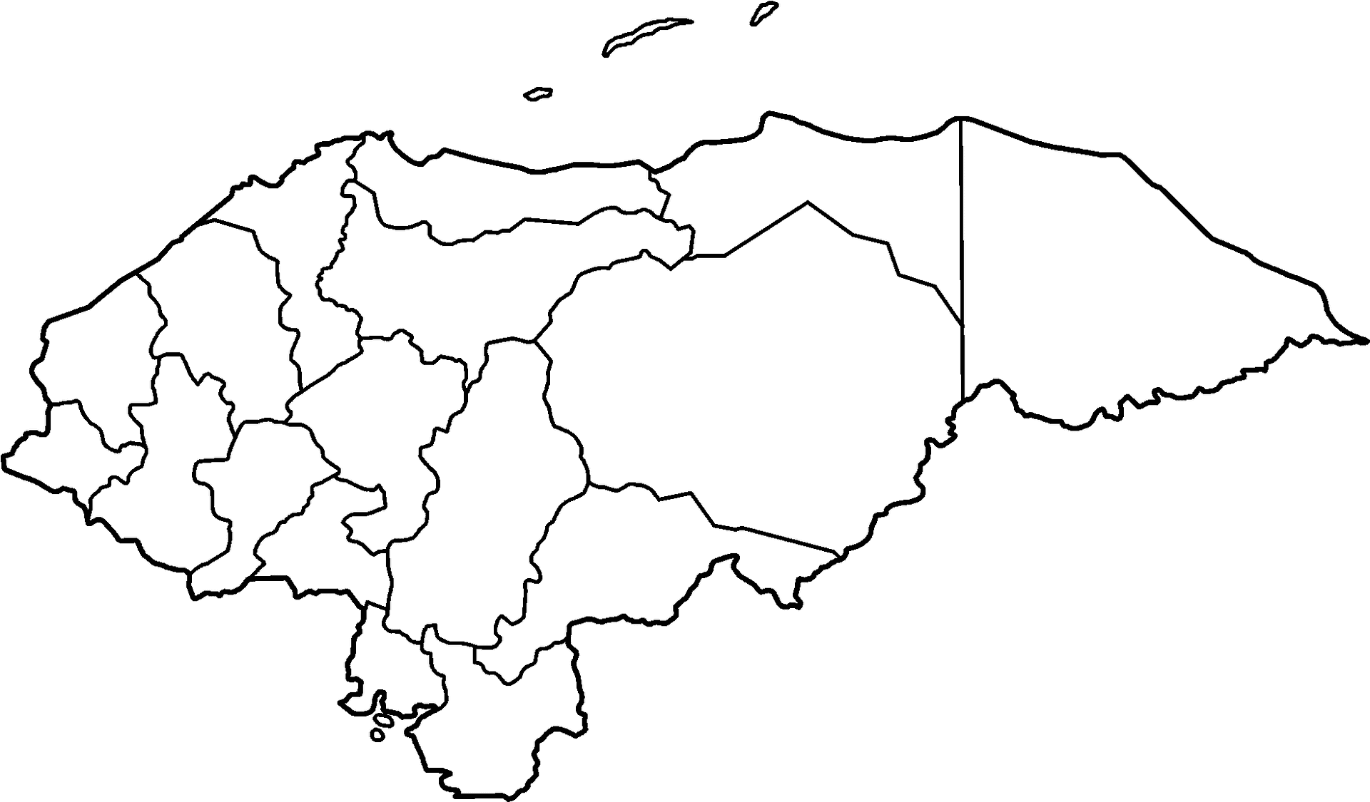Honduras Administrative Divisions Outline PNG