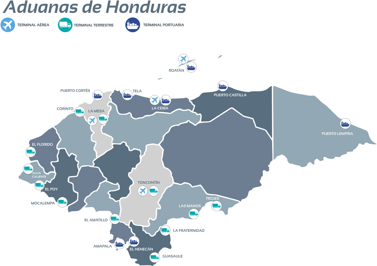 Honduras Customs Portsand Terminals Map PNG