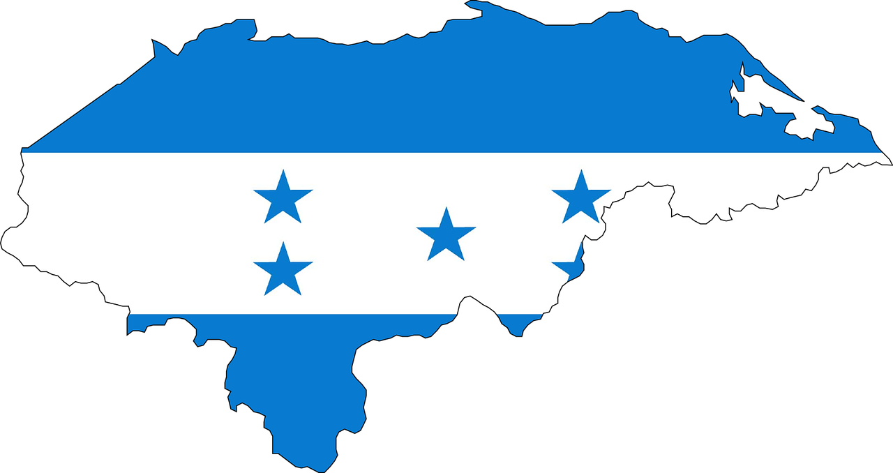 Honduras Flag Map Outline PNG