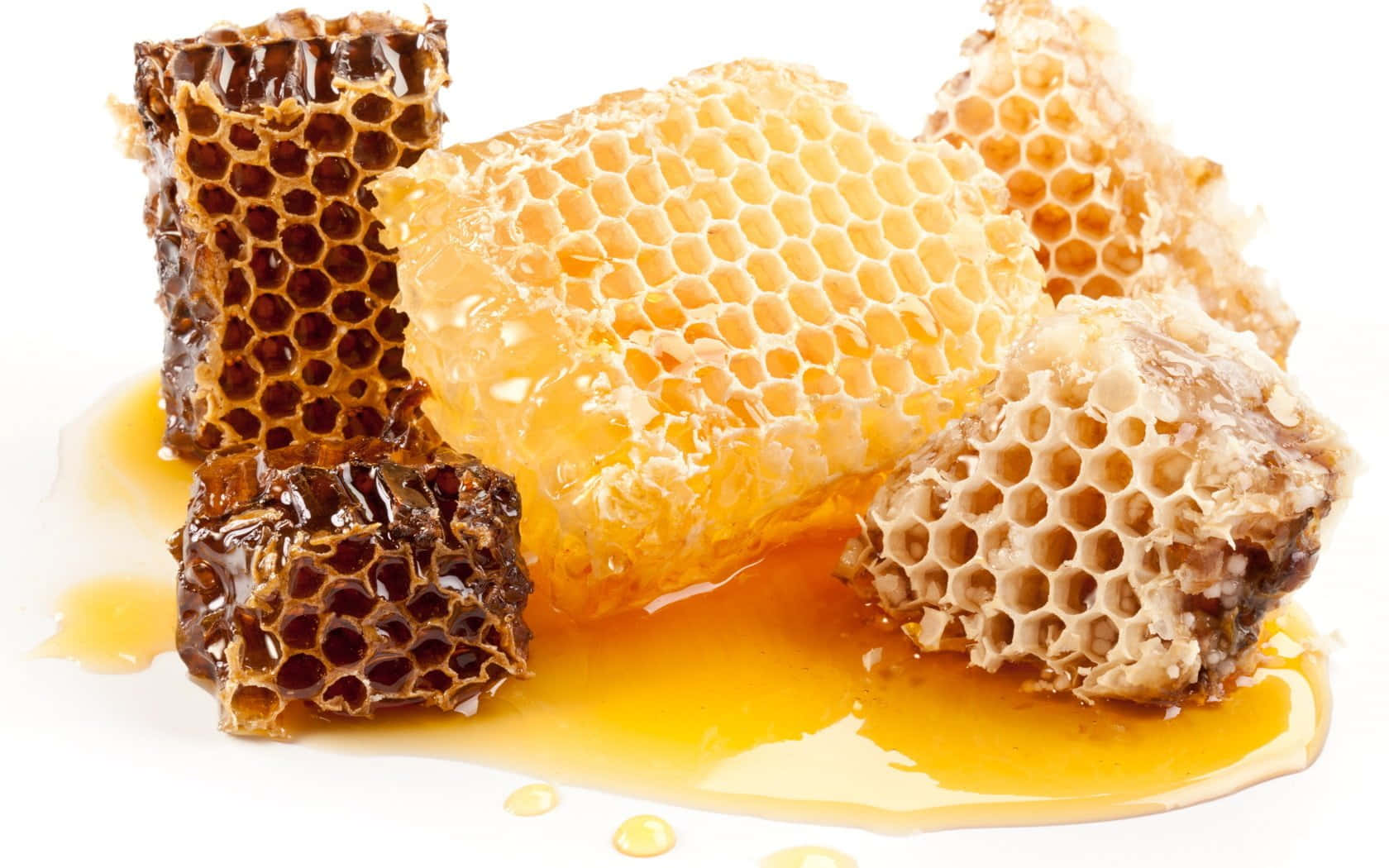 Sweet honeycomb dripping with honey.