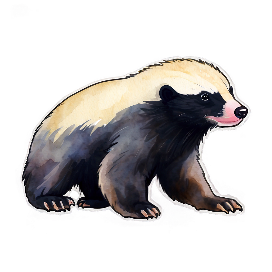 Honey Badger In Watercolor Png 06252024 PNG