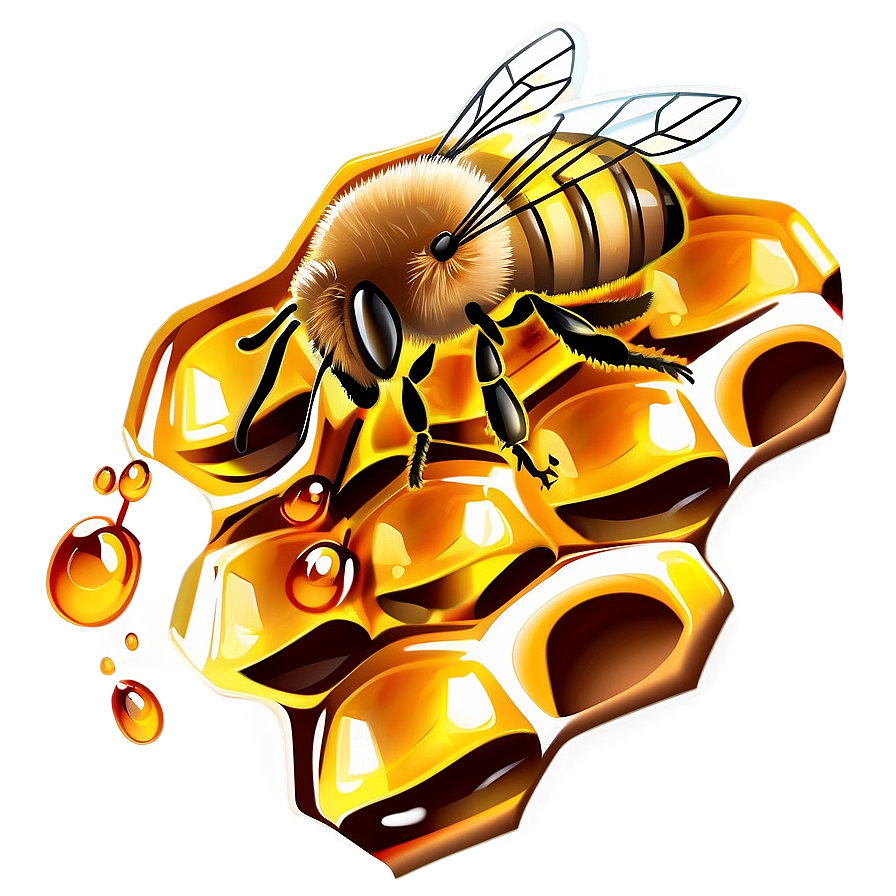 Honey Bee And Honeycomb Png Hxu PNG