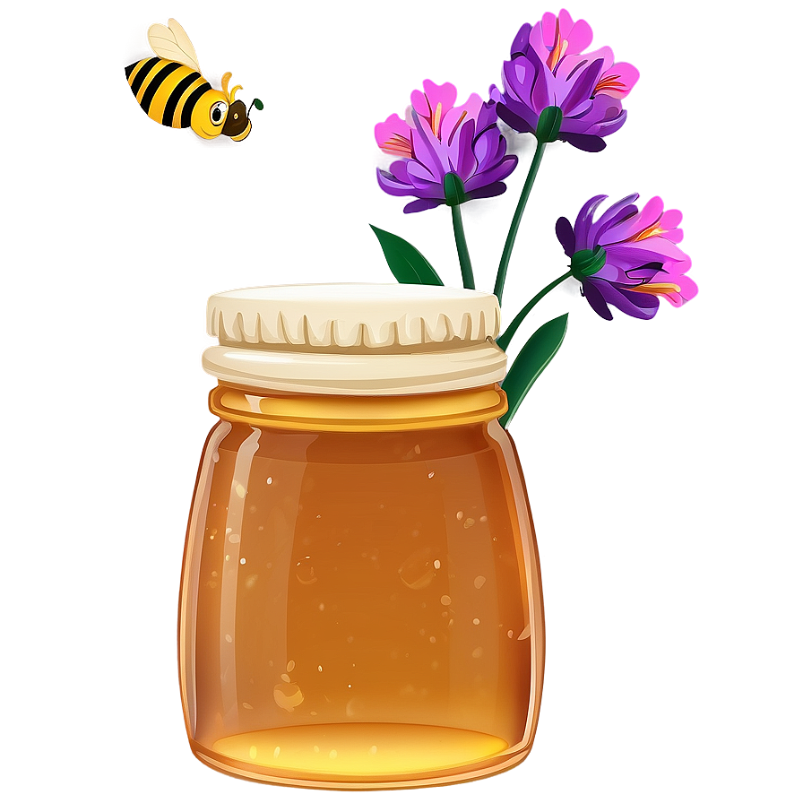 Honey Jar With Flowers Png 22 PNG