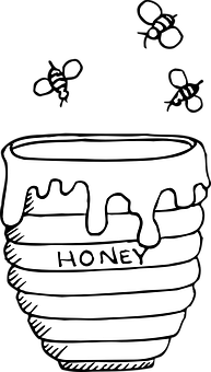 Honey Potand Bees Vector PNG