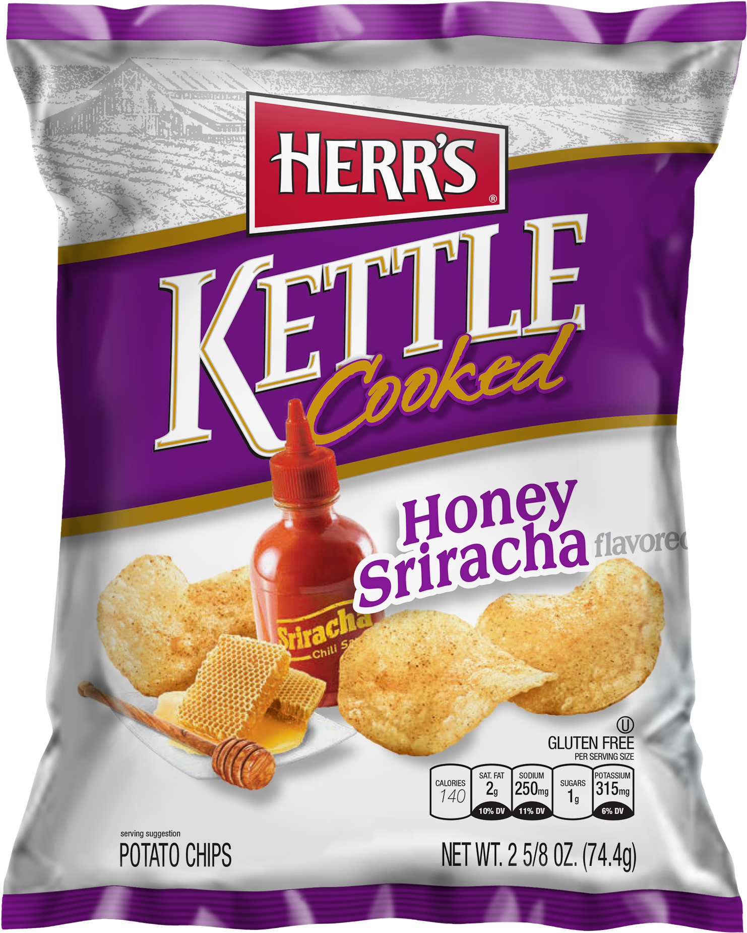 Honey Sriracha Kettle Chips Package PNG