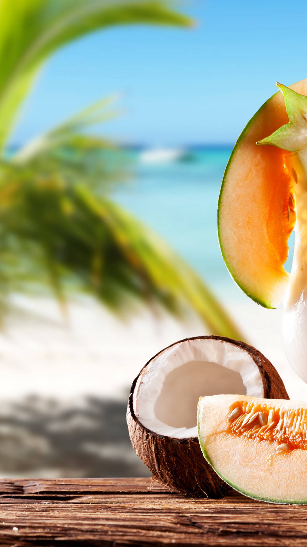 Honeydew Melon With Coconut And The Beach Wallpaper