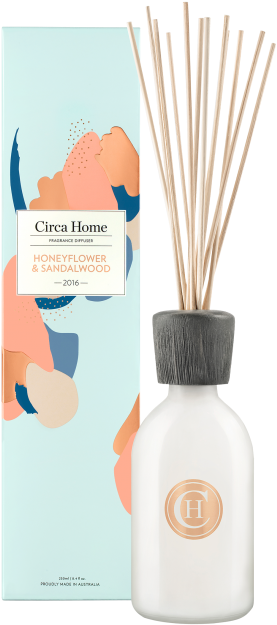 Honeyflower Sandalwood Reed Diffuser Packaging PNG