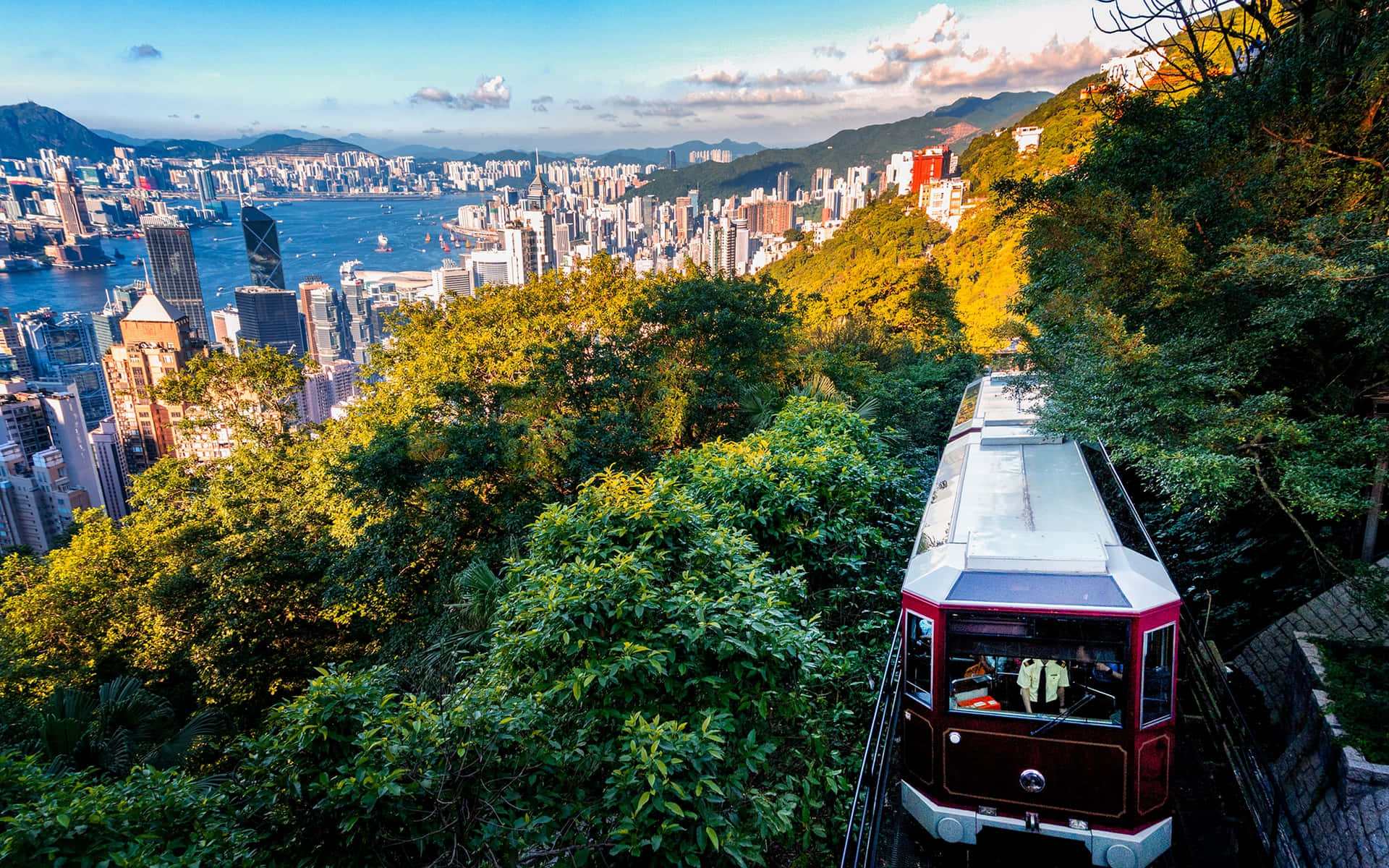 Stunning Panoramic View of Hong Kong Skyline and Victoria Harbor at Dusk