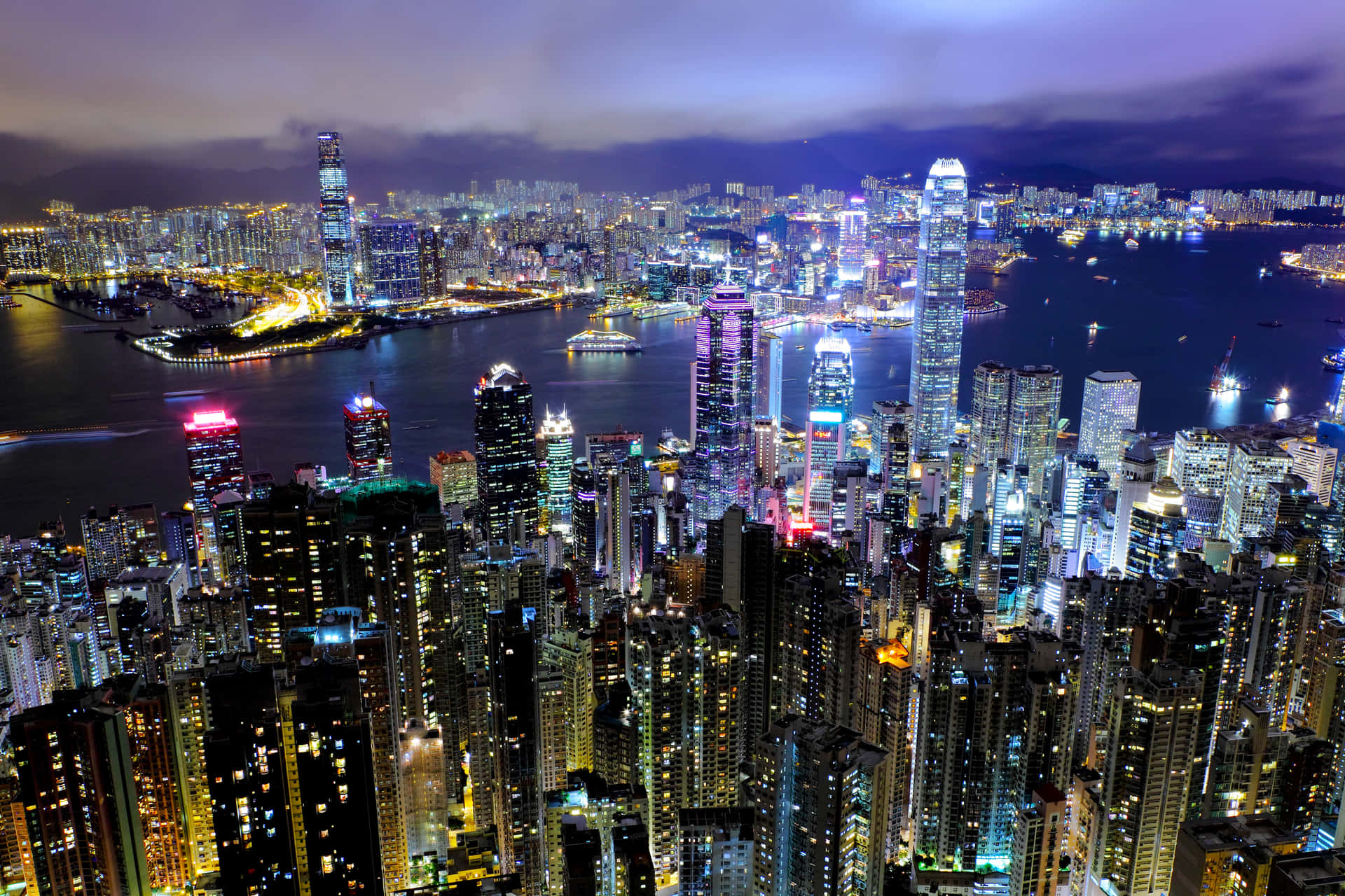 Stunning Skyline of Hong Kong at Night