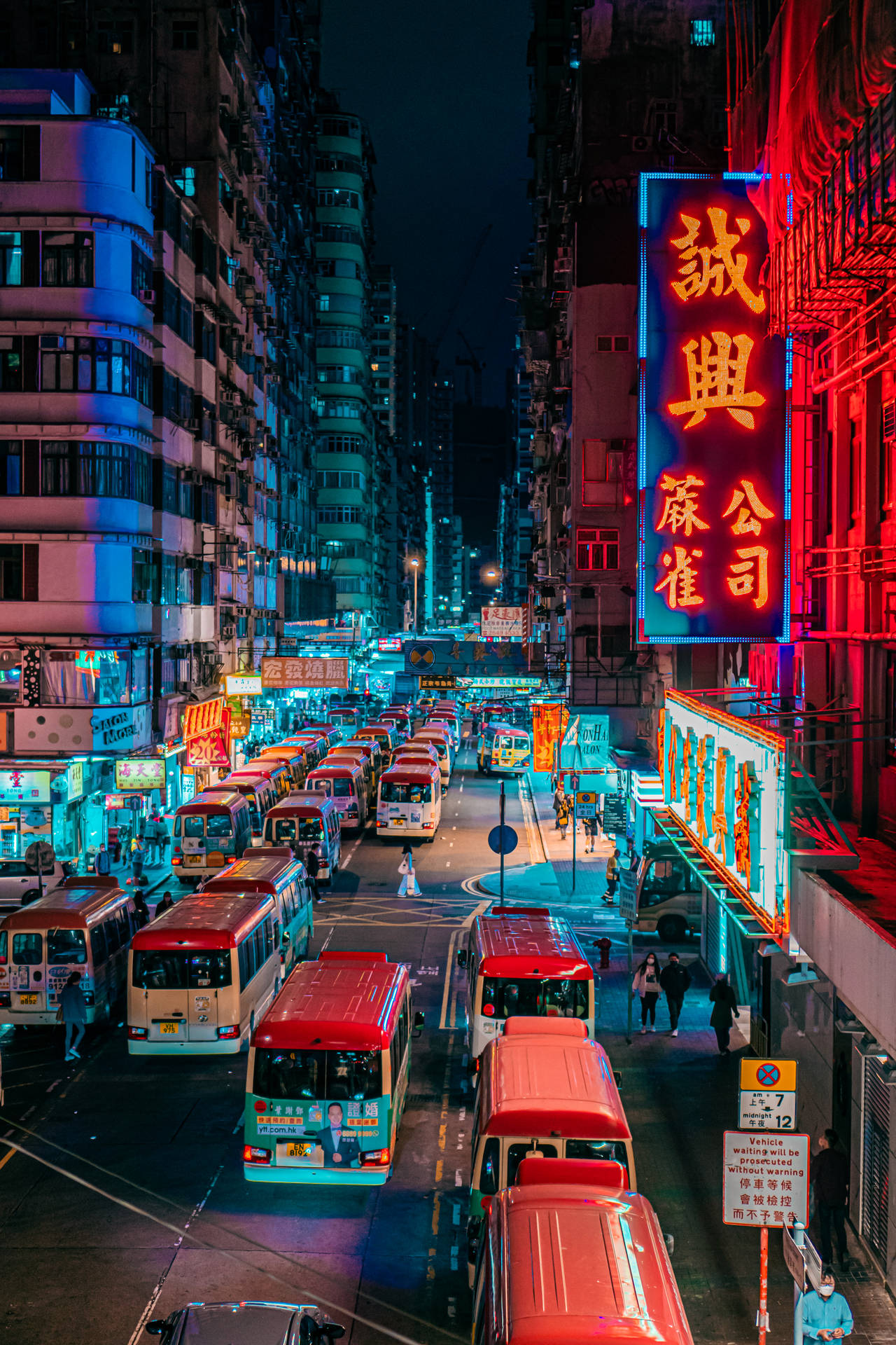 Hongkongerrote Busse Wallpaper