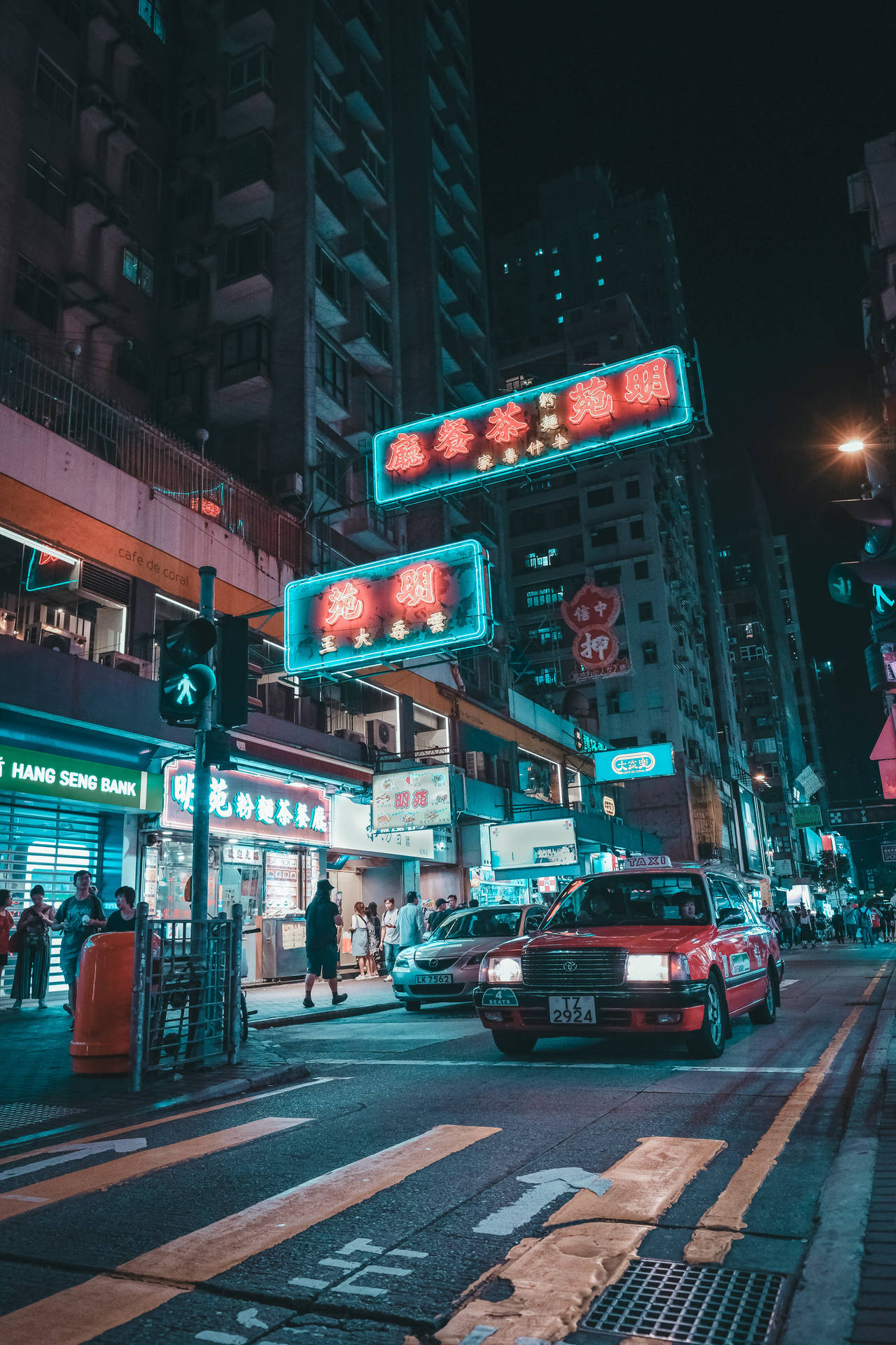 Hong Kong Street With Neon Sign Wallpaper