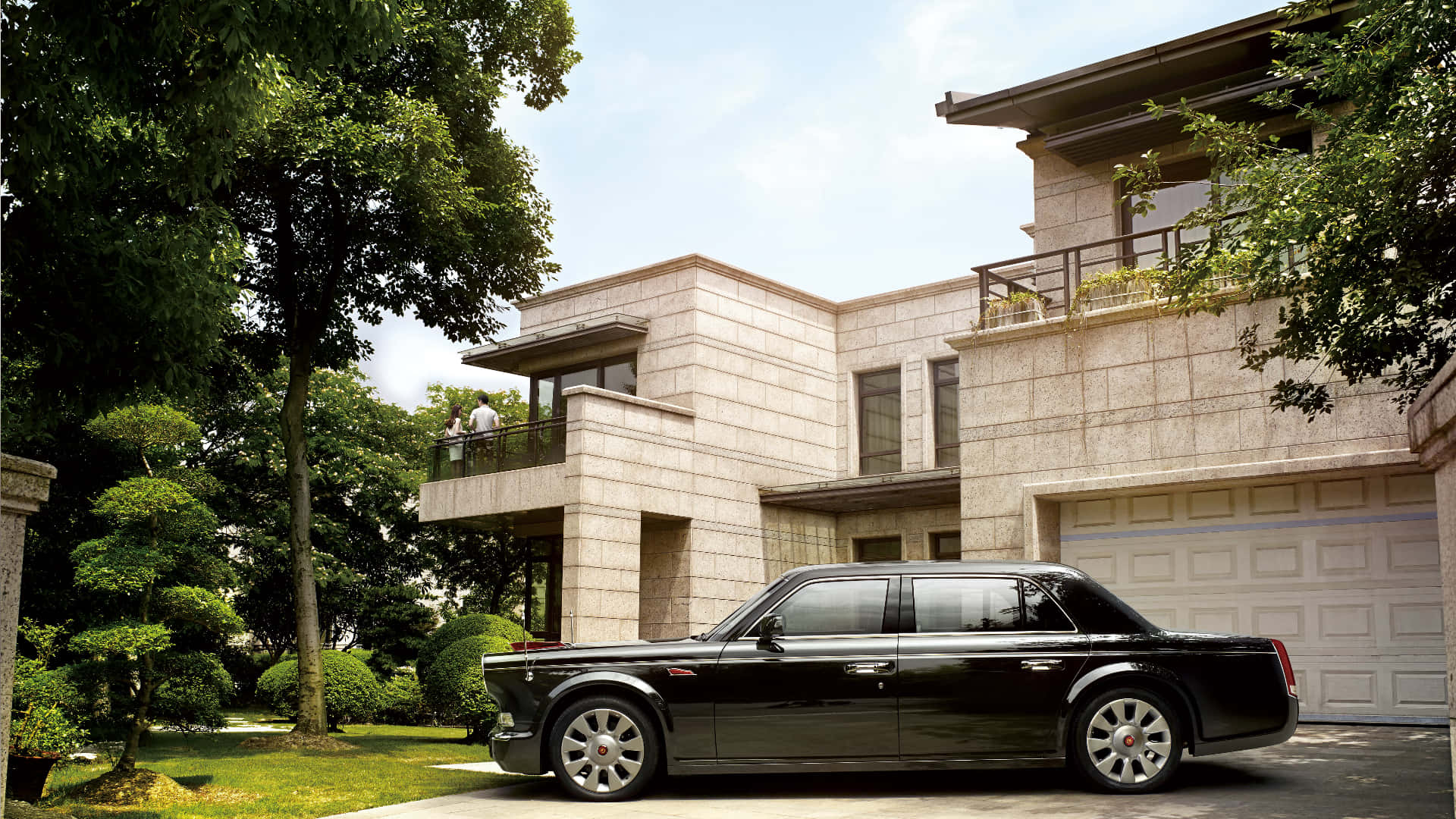 Sedánde Lujo Elegante Hongqi Exhibido En Auto-expo Fondo de pantalla