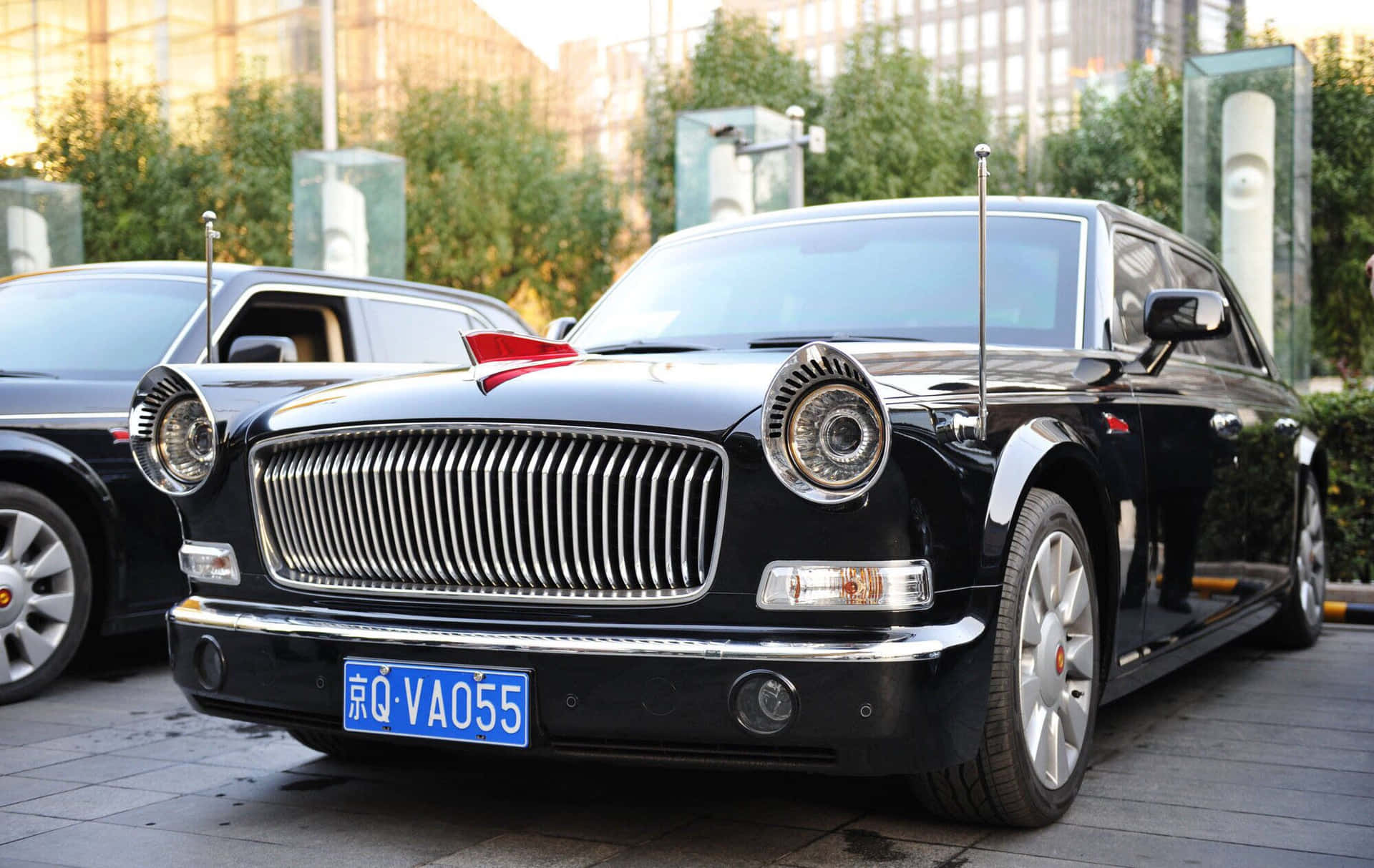 Hongqi L5 Luxe Sedan Geparkeerd Achtergrond