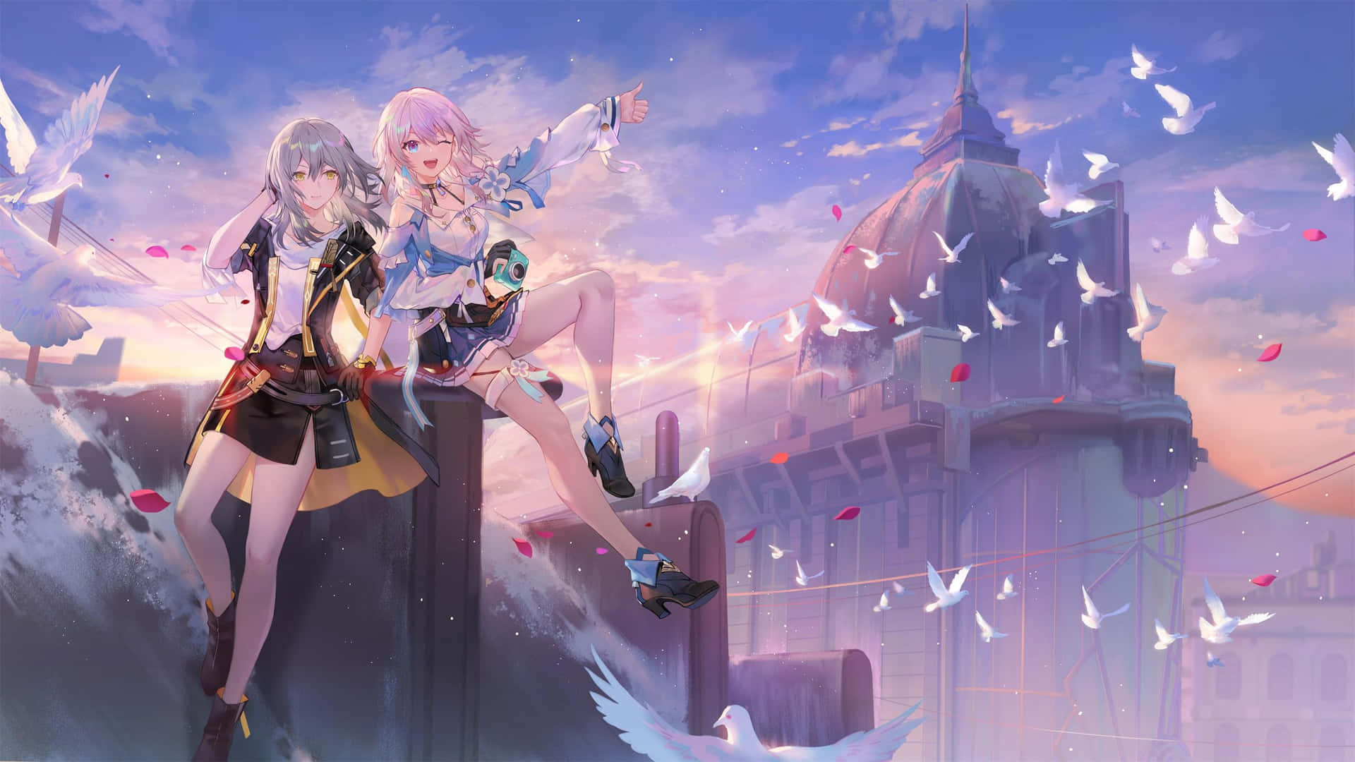 Honkai Star Rail Characters Sunset Adventure Wallpaper