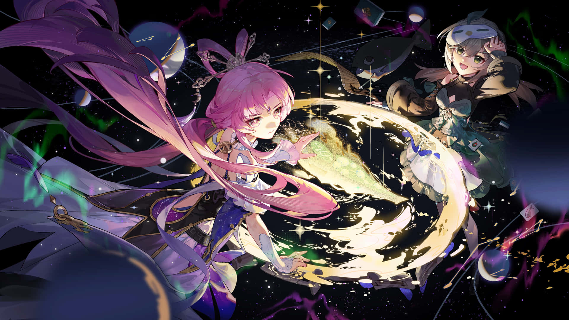 Honkai Star Rail Charactersin Space Wallpaper