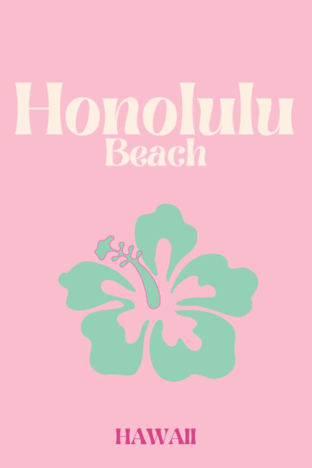 Honolulu Beach Hawaii Hibiscus Poster Wallpaper