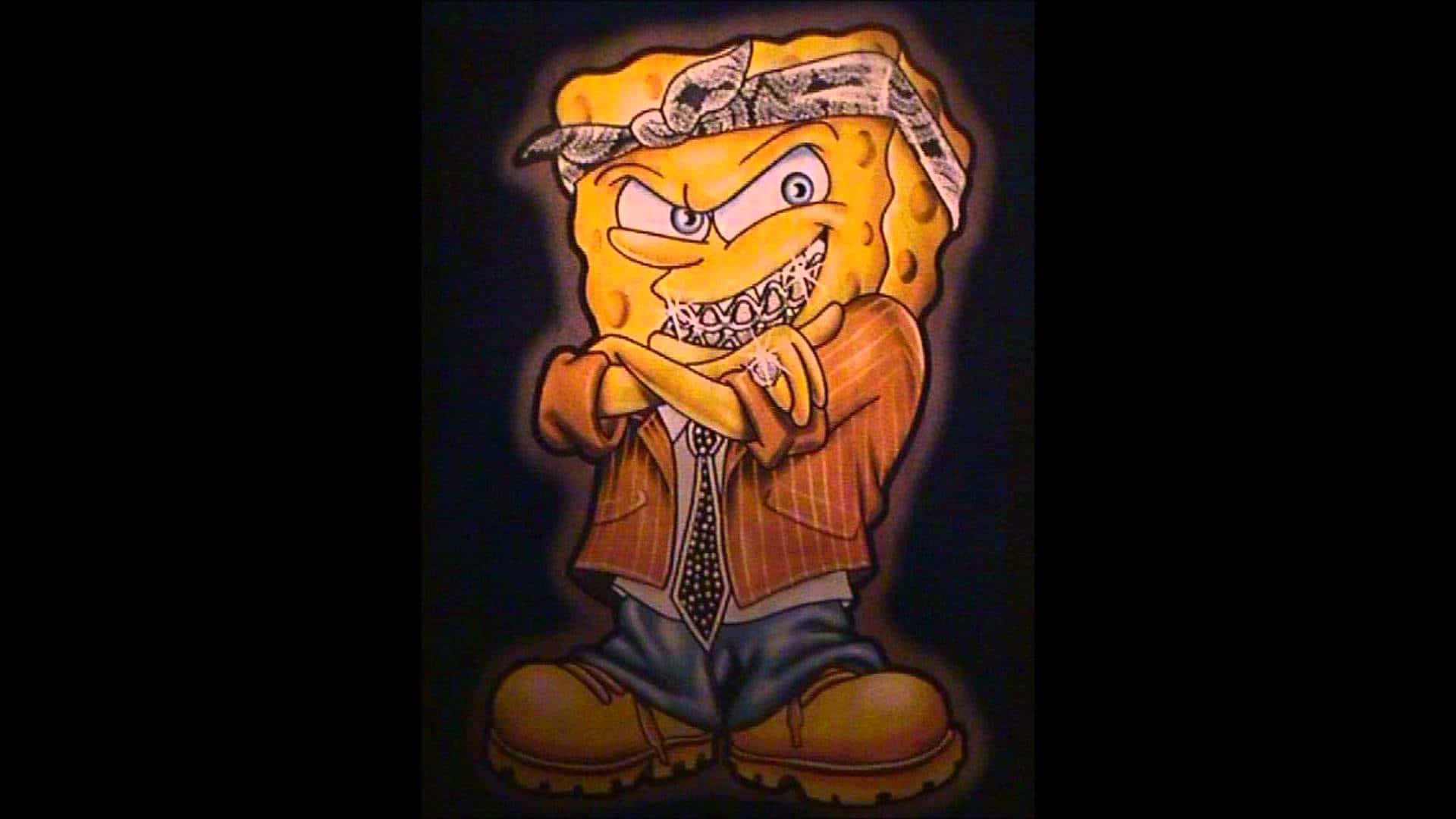 Hood Cartoon Gangster Spongebob Wallpaper