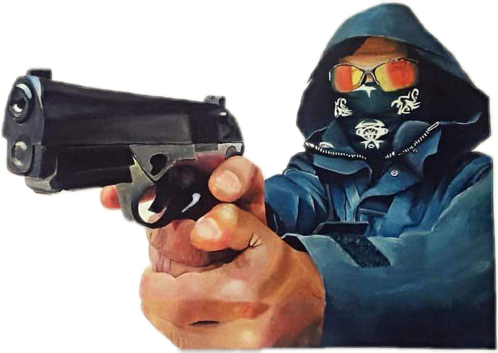 Hooded Gangster Aiming Gun PNG