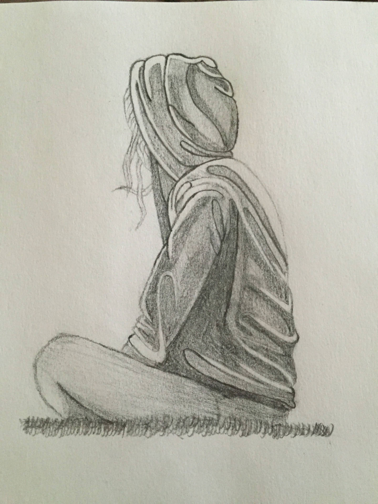 Download Hooded Girl Sad Drawing Wallpaper 