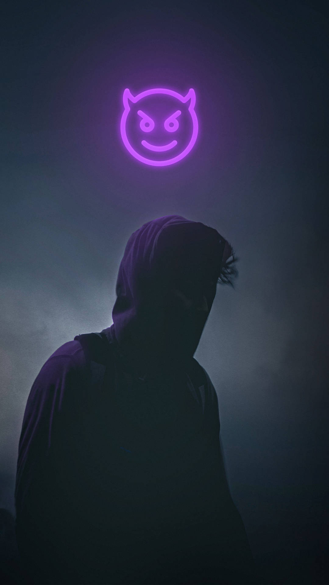 Dark Purple Enigma - Hooded Figure Portraying a Mysterious Aura on the iPhone Wallpaper