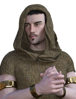 Hooded Medieval Man3 D Render PNG