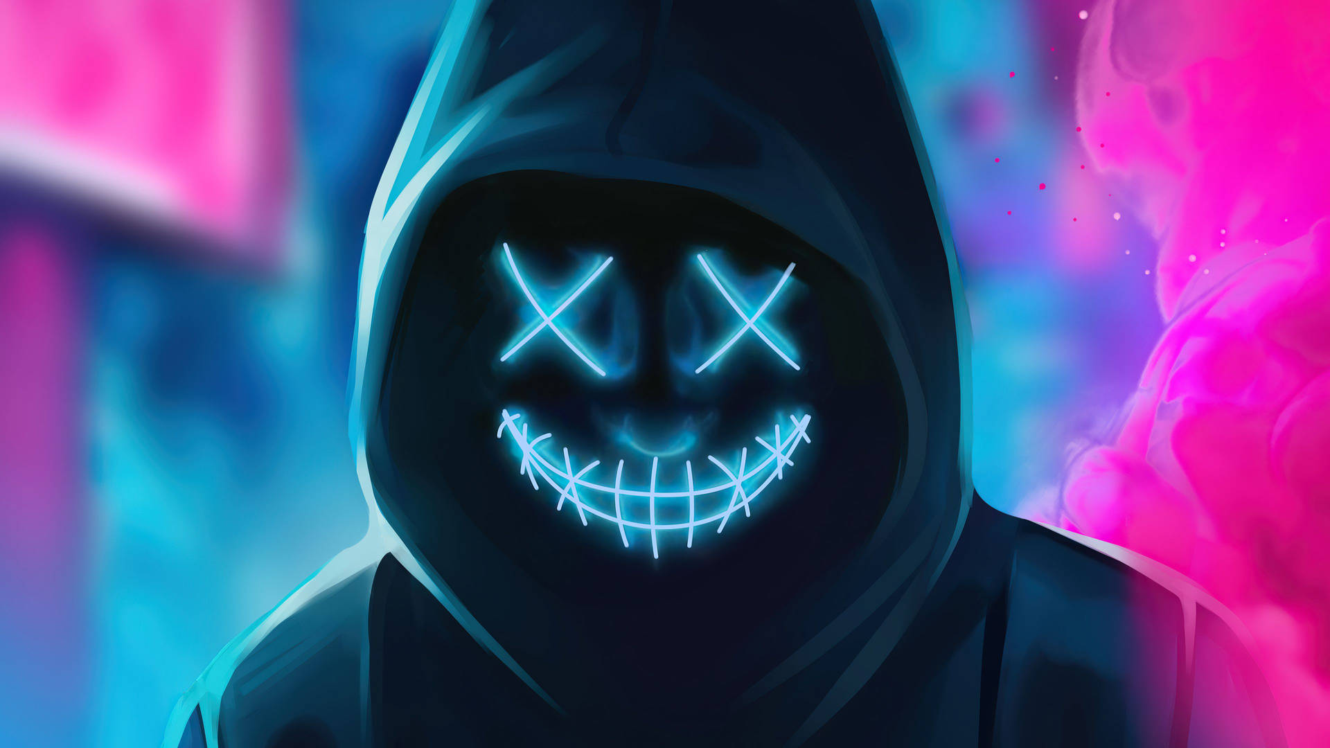 Hooded Neon Smile Wallpaper