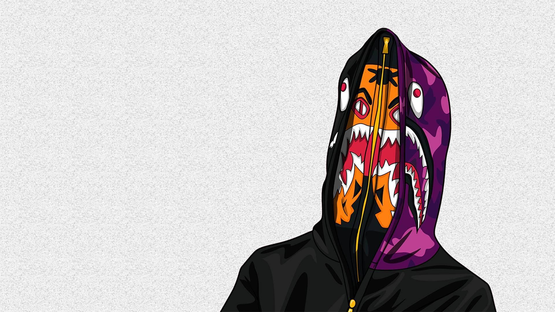 Hoodie With Graphic Face Picture