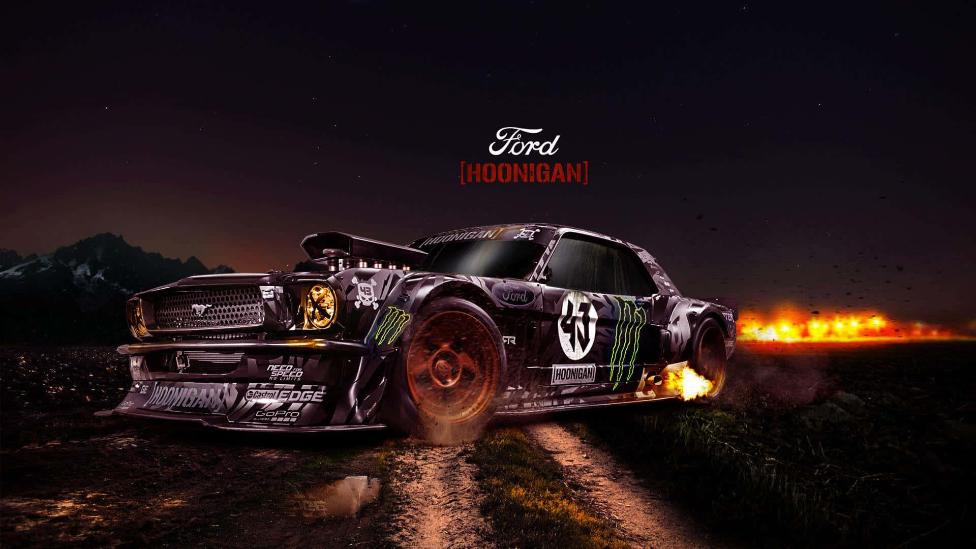 Hoonigan Ford Mustang R T R Night Flames Wallpaper