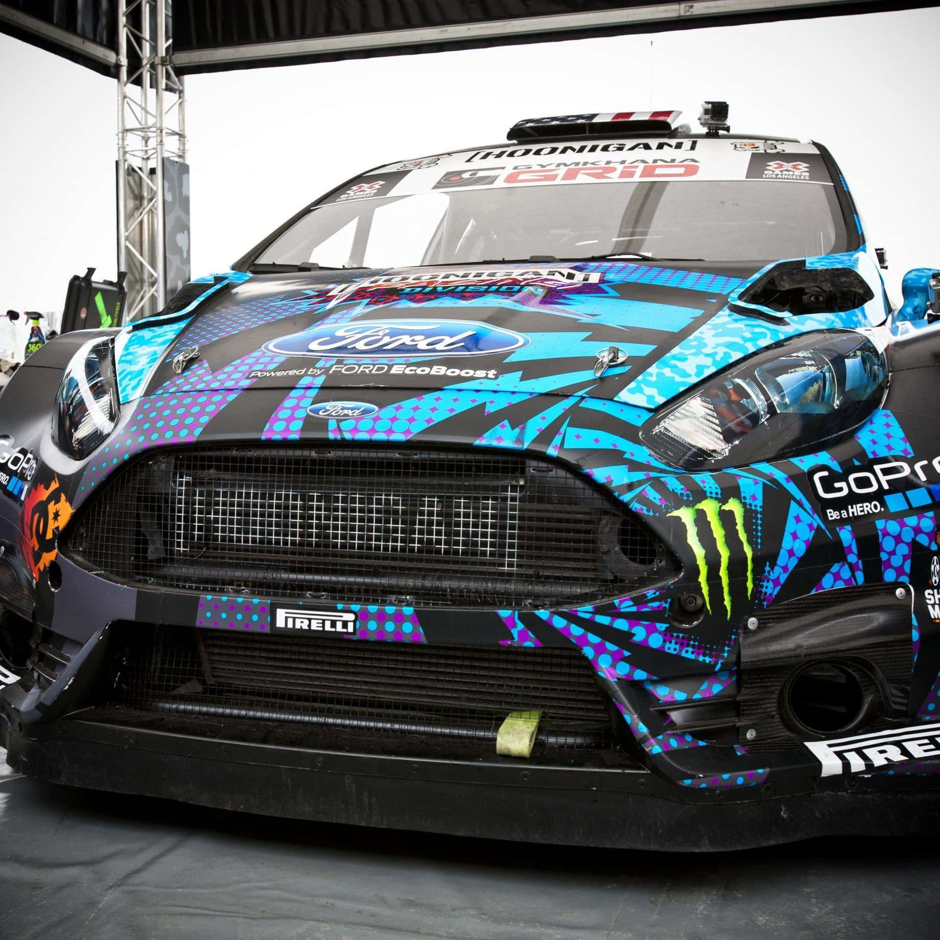 Hoonigan Ford Rally Car Closeup Wallpaper